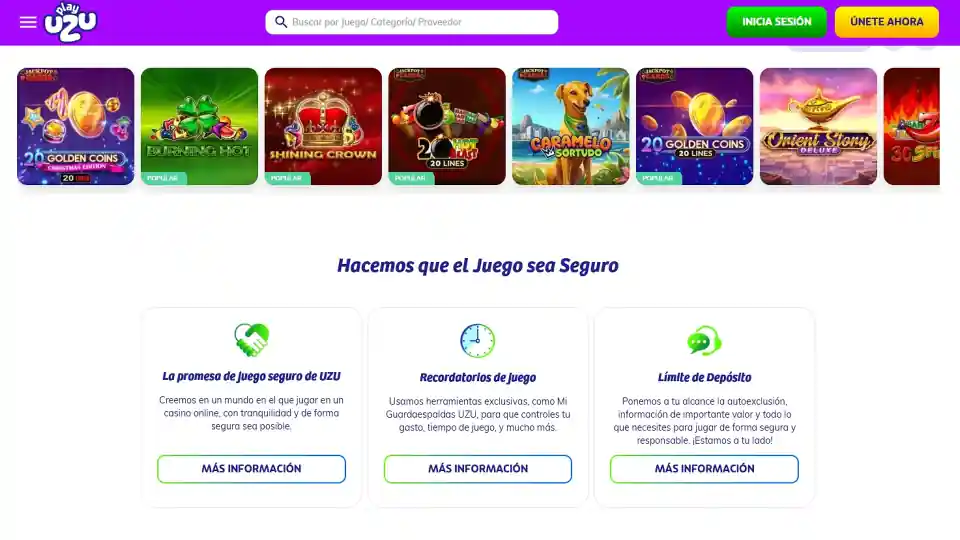 Página de inicio de UZU Play