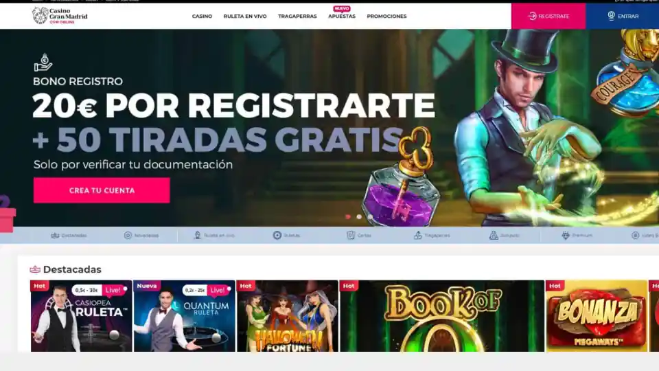 Página de inicio del Casino Gran Madrid